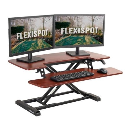 Zoxou FlexiSpot  35in AlcoveRiser Standing Desk Converter, Mahogany MT7N-M